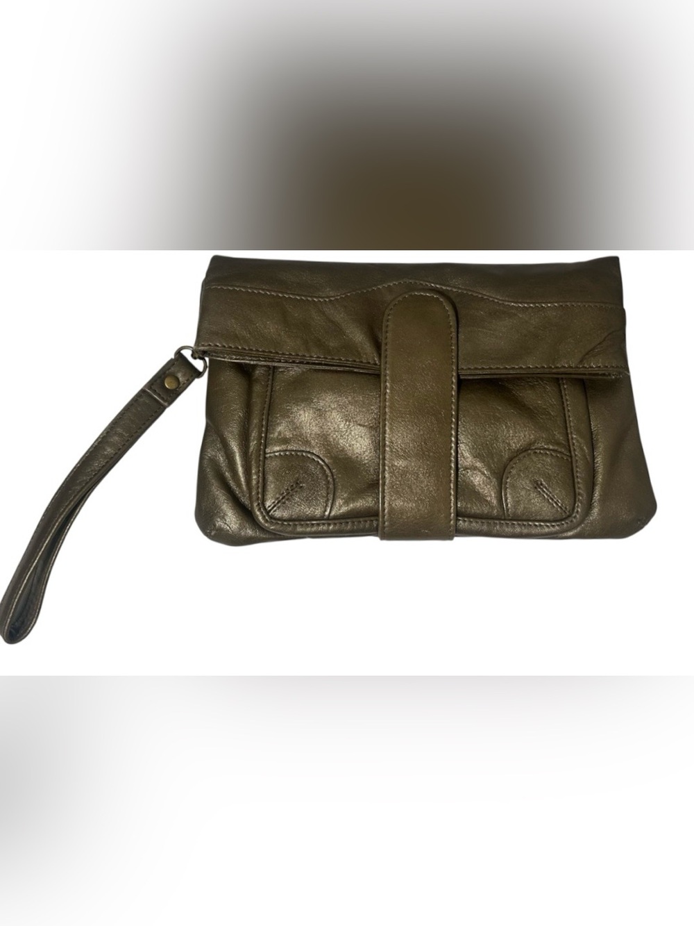 Latico bronze metallic leather wristlet / clutch